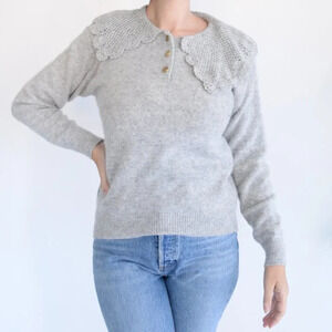 Gust Grey Peter Pan Collar  Long Sleeve Sweater